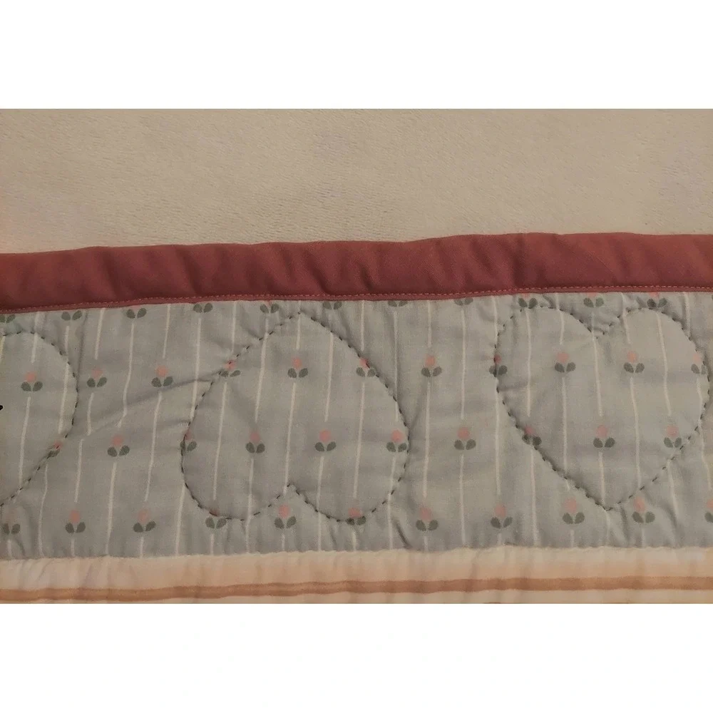 Vintage Handmade Reversible Baby Crib Quilt Blanket Embroidered Approx. 30×40
